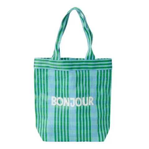 Bonjour Recycled Tote Bag – Green &amp; Blue