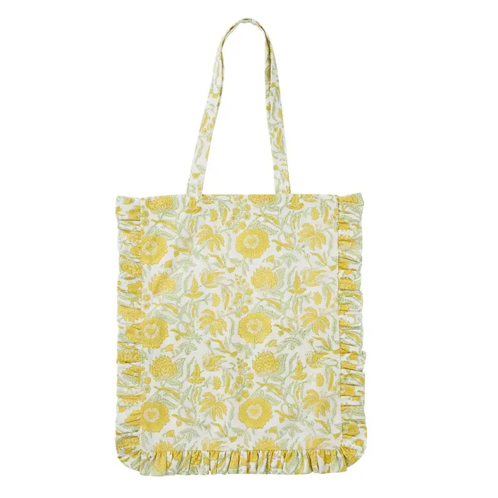 Marigold Cotton Block Print Tote Bag
