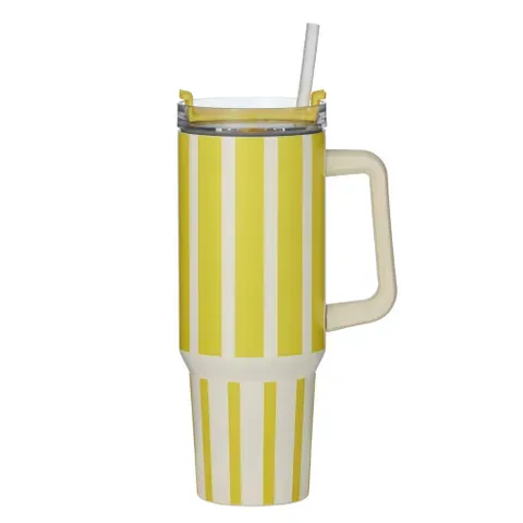 Vertice Stripe Insulated Travel Mug – 1.2L, Colour: Yellow