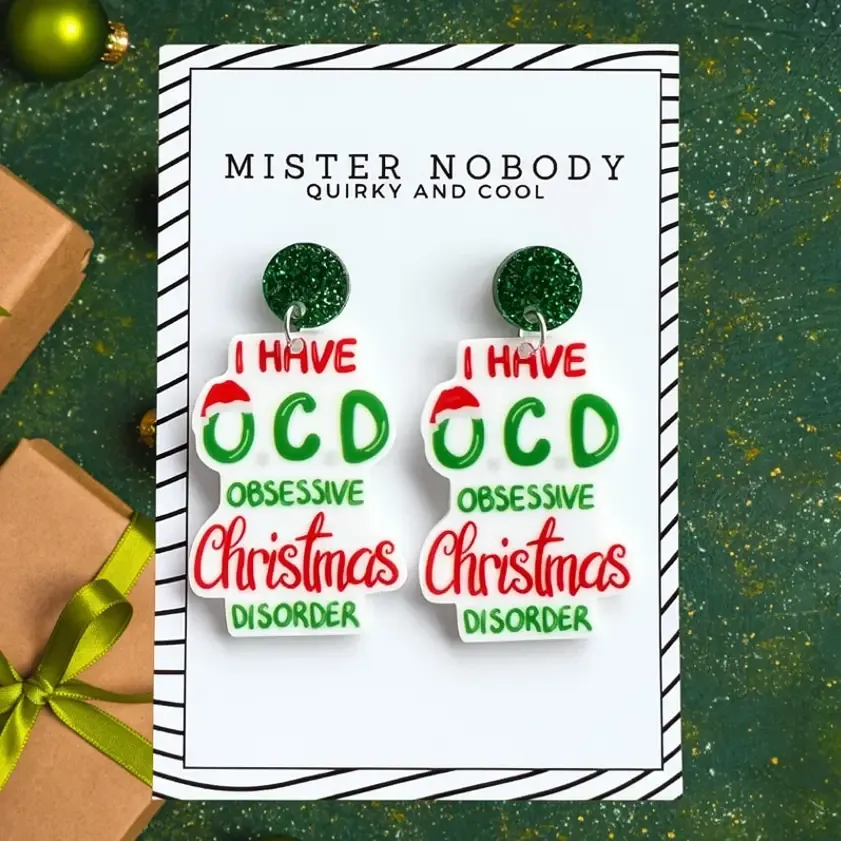 Obsessive Christmas Disorder (Ocd) Dangle Earrings
