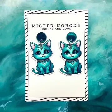 Teal Cat Dangle