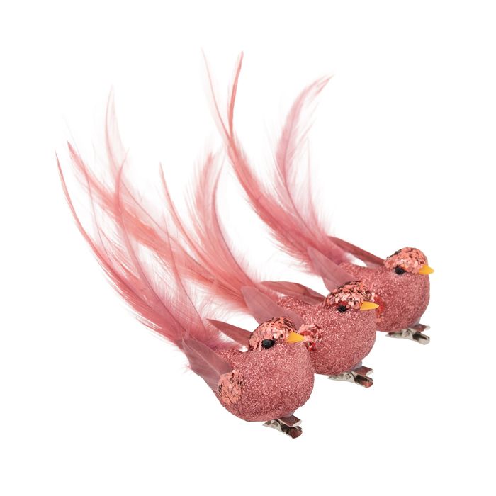 Clip-On Glitter Bird Christmas Decoration – Fuchsia | 14cm