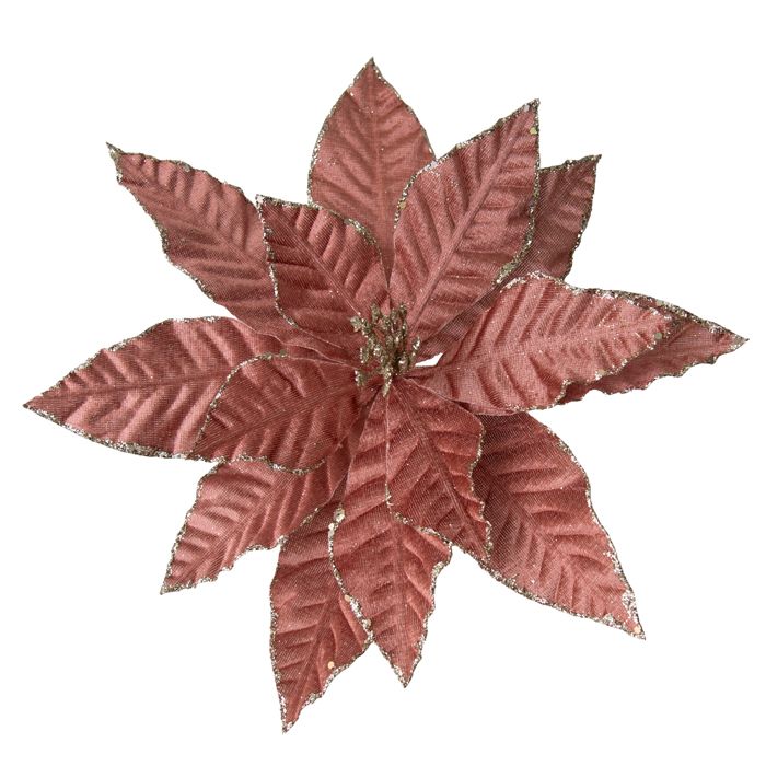Clip-On Poinsettia Christmas Decoration – Champagne | 21cm