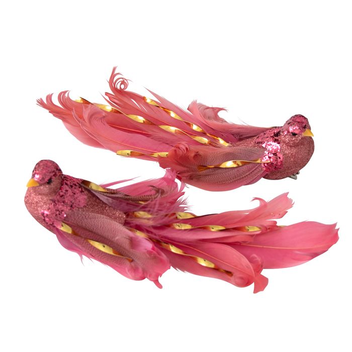 Clip-On Beaded Bird Christmas Decoration – Fuchsia | 22.9cm