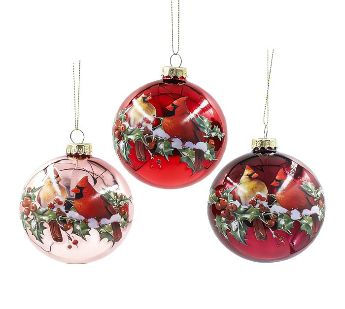 Glass Christmas Baubles – Pink, Red &amp; Fuchsia | Set of 3 | 8cm