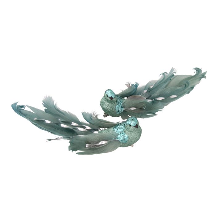 Clip-On Beaded Bird Christmas Decoration – Mint| 22.9cm