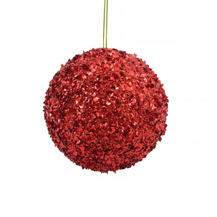 Small Beaded &amp; Sequin Christmas Ball – Red | 15cm