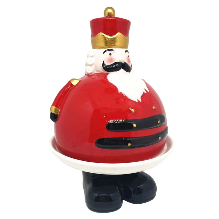 Ceramic Christmas Nutcracker Cloche – Red | 24.7cm
