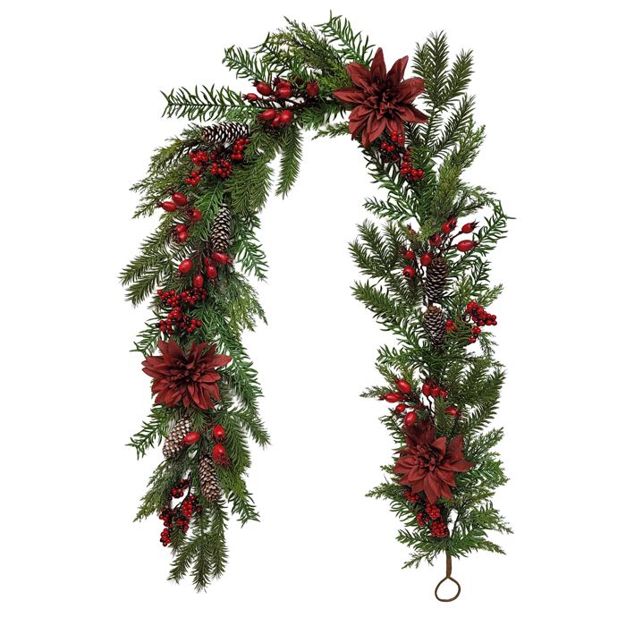 Burgundy Berry Christmas Garland – 183cm