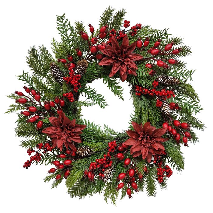 Burgundy Berry Christmas Wreath – 61cm