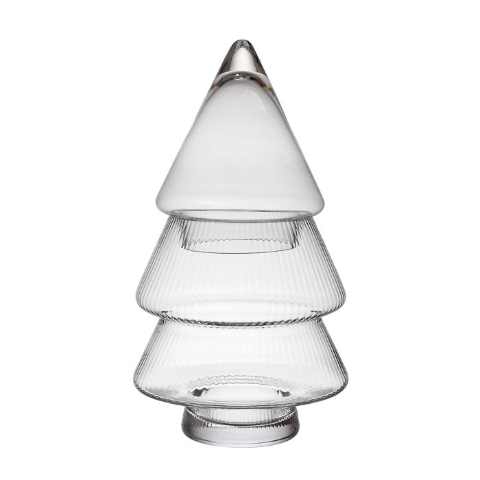 Ribbed Glass Christmas Tree Lidded Jar – Clear | Small | 29cm