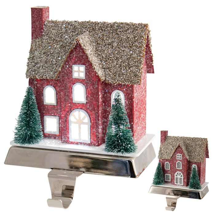 LED Christmas Chalet Stocking Hanger – House | 17.8cm