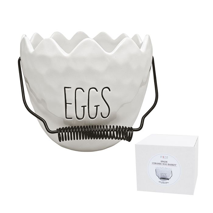 Spade White Ceramic Egg Basket