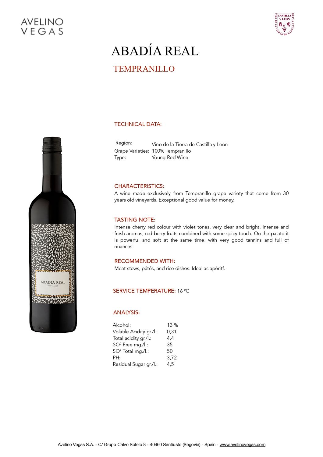 Abadia Real Screwcap 2025 Tinto