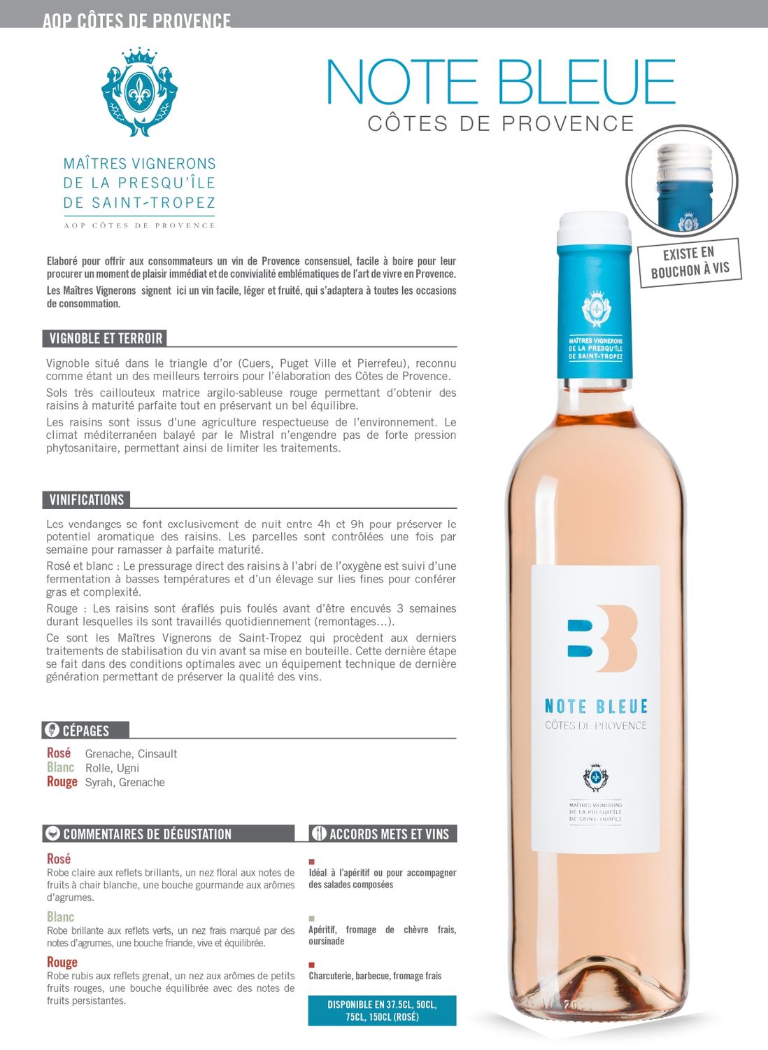 Note Bleue Aoc Cotes De Provence 2025 Rosé