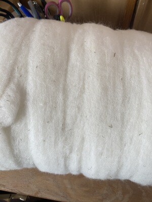 Homegrown white roving made with skirted wool