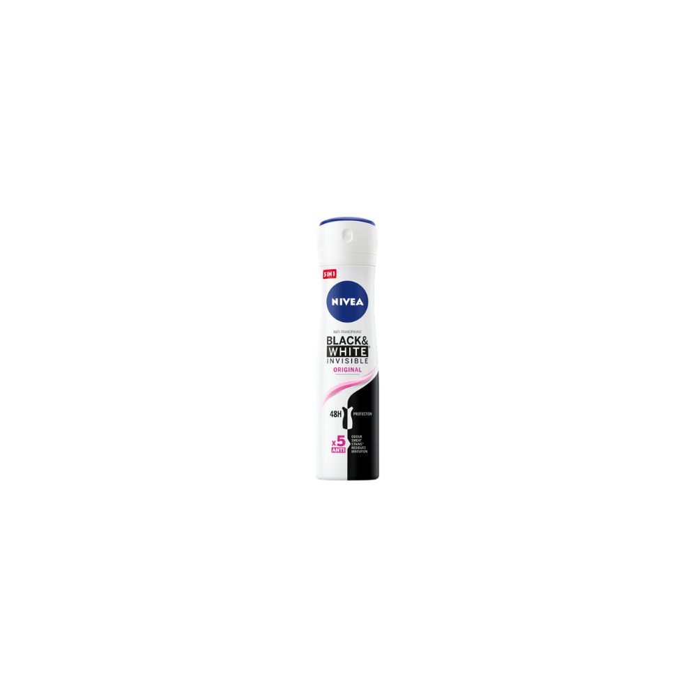 NIVEA 150ml Anti-Transpirant Black &amp; White Invisible Original 48u Bescherming