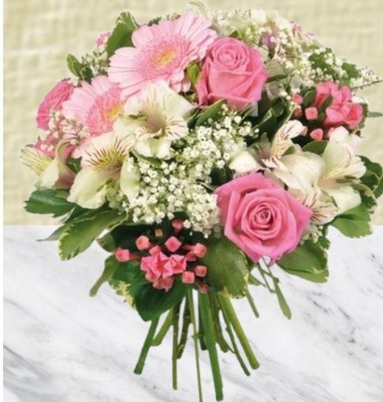 Bouquet Rond "tendre souvenir" (rose et pastel)