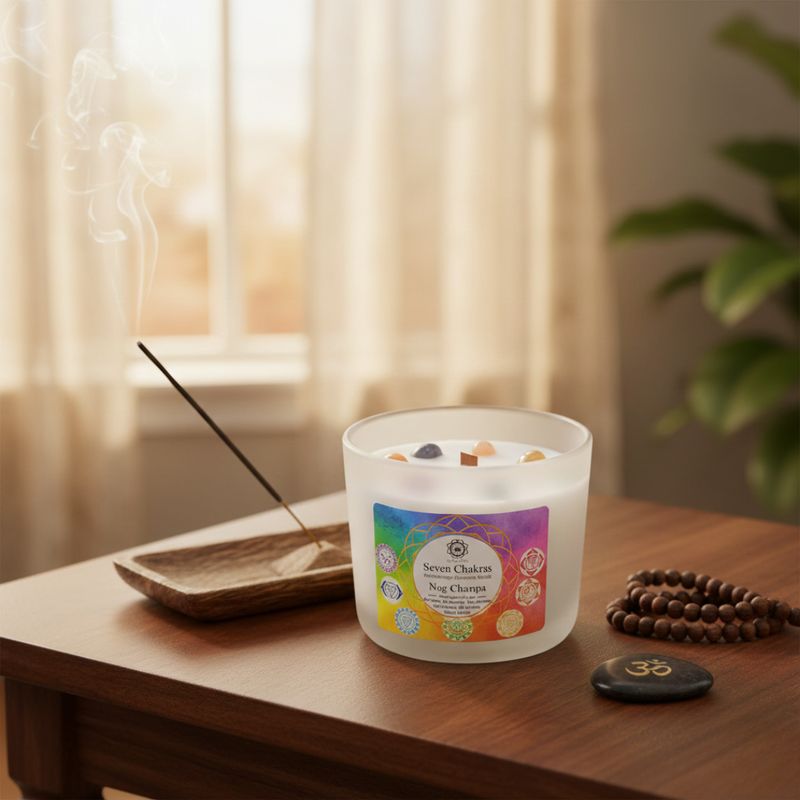 Bougie 7 Chakras pierre naturelle
