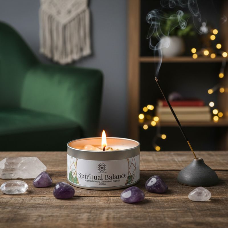 Bougie Équilibre Spirituel pierre naturelle boîte