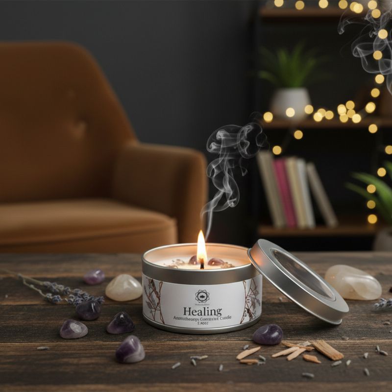 Bougie Guérison pierre naturelle boîte