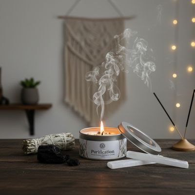 Bougie Purification pierre naturelle boîte