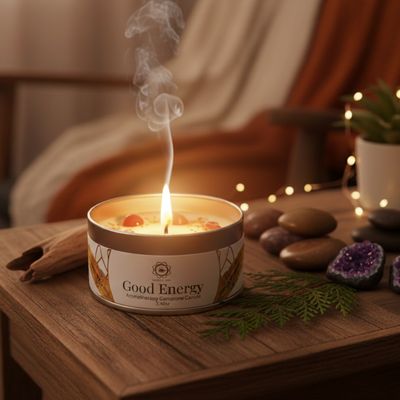 Bougie Good Vibes pierre naturelle boîte
