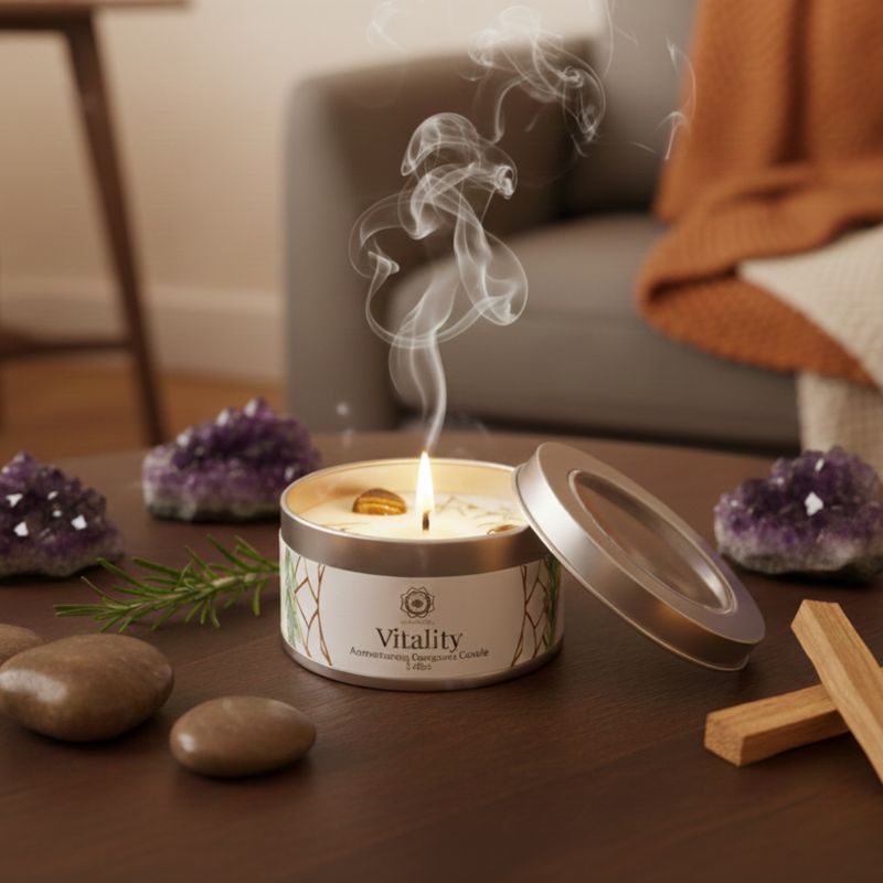 Bougie Vitalité pierre naturelle boîte