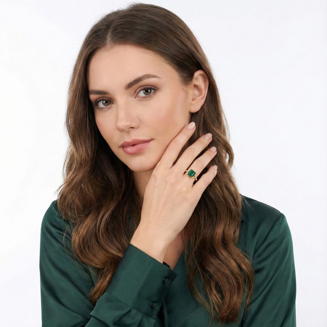 Bague Carrée Malachite Supérieure