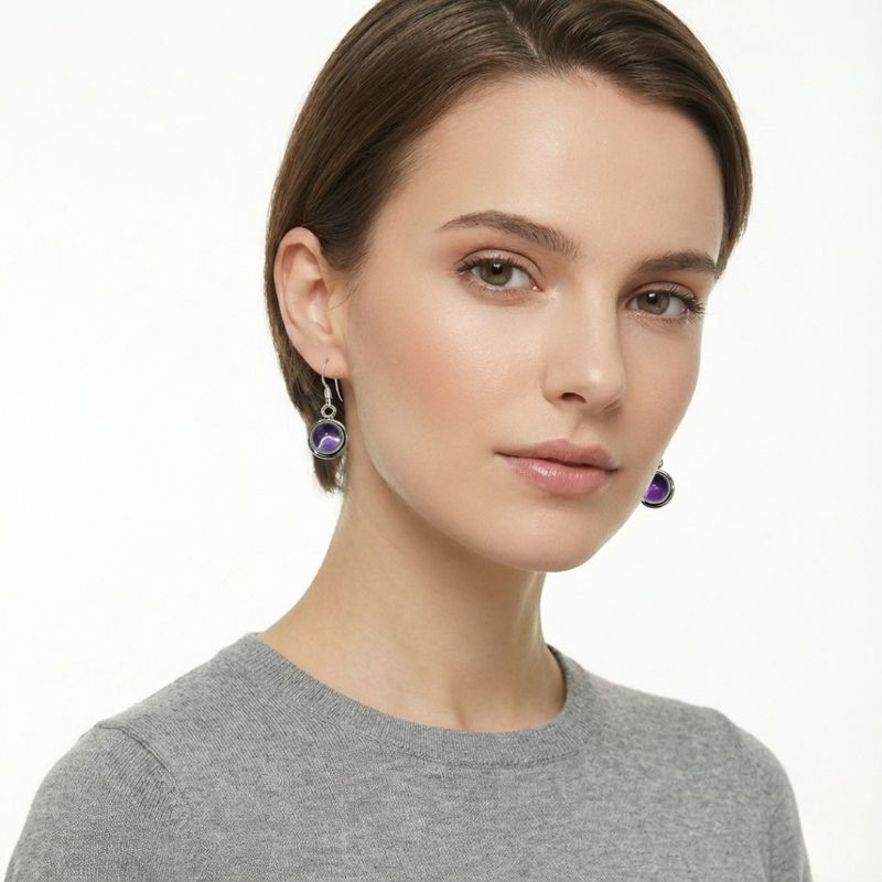 Boucles d'Oreilles Argent & Améthyste Supérieure