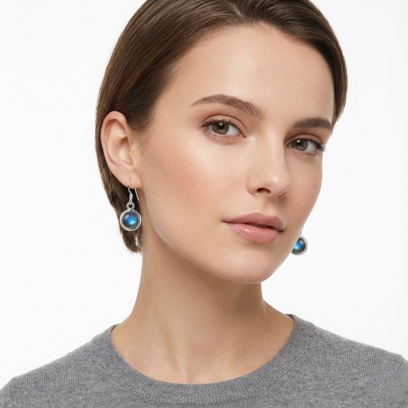 Boucles d'Oreilles Argent & Labradorite Supérieure