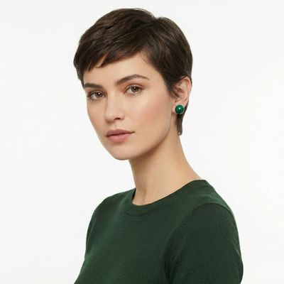 Boucles d'Oreilles Perle Malachite Supérieure