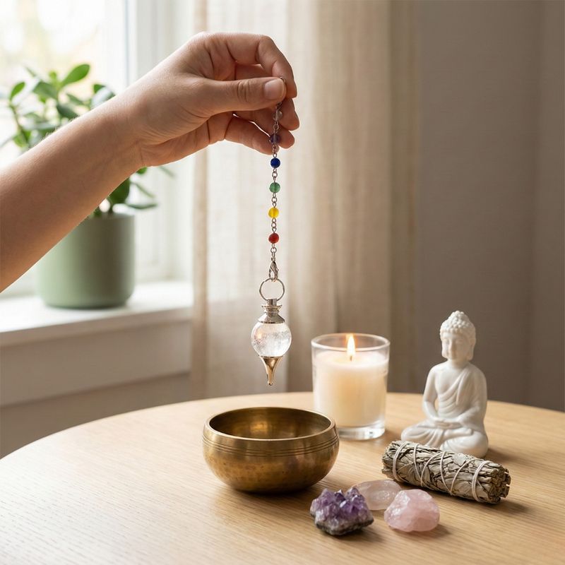 Pendule 7 Chakras Cristal de Roche
