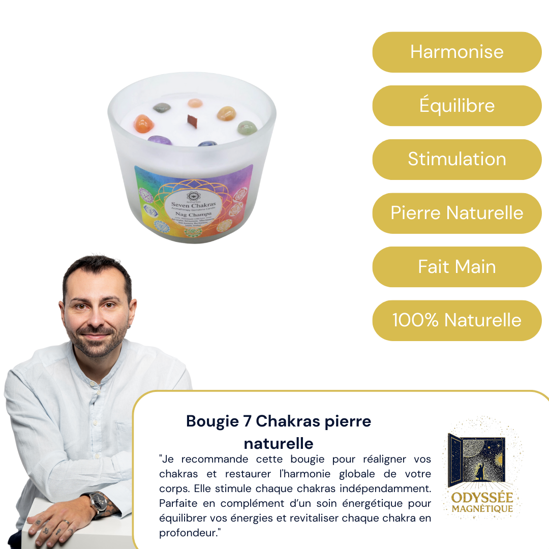 Bougie 7 Chakras pierre naturelle