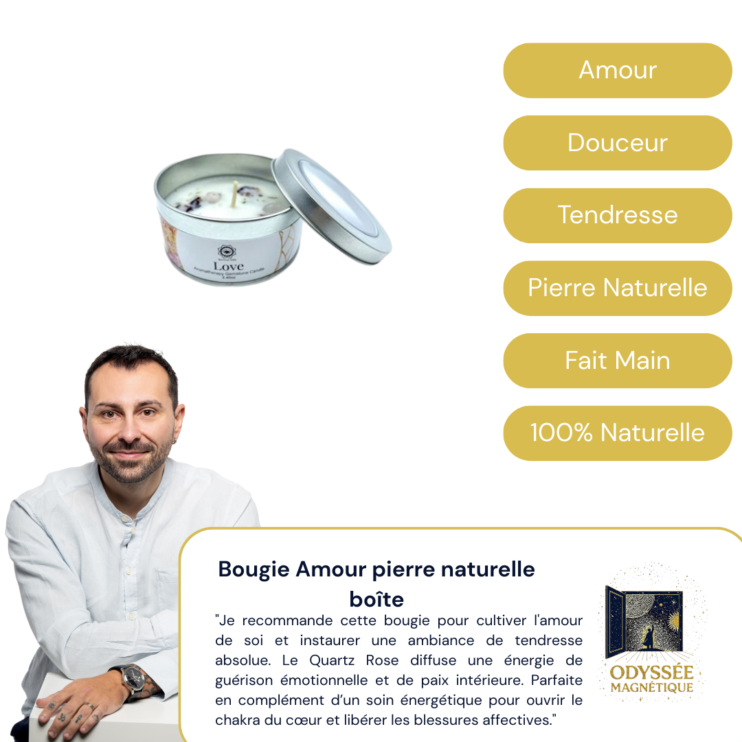 Bougie Amour pierre naturelle boîte