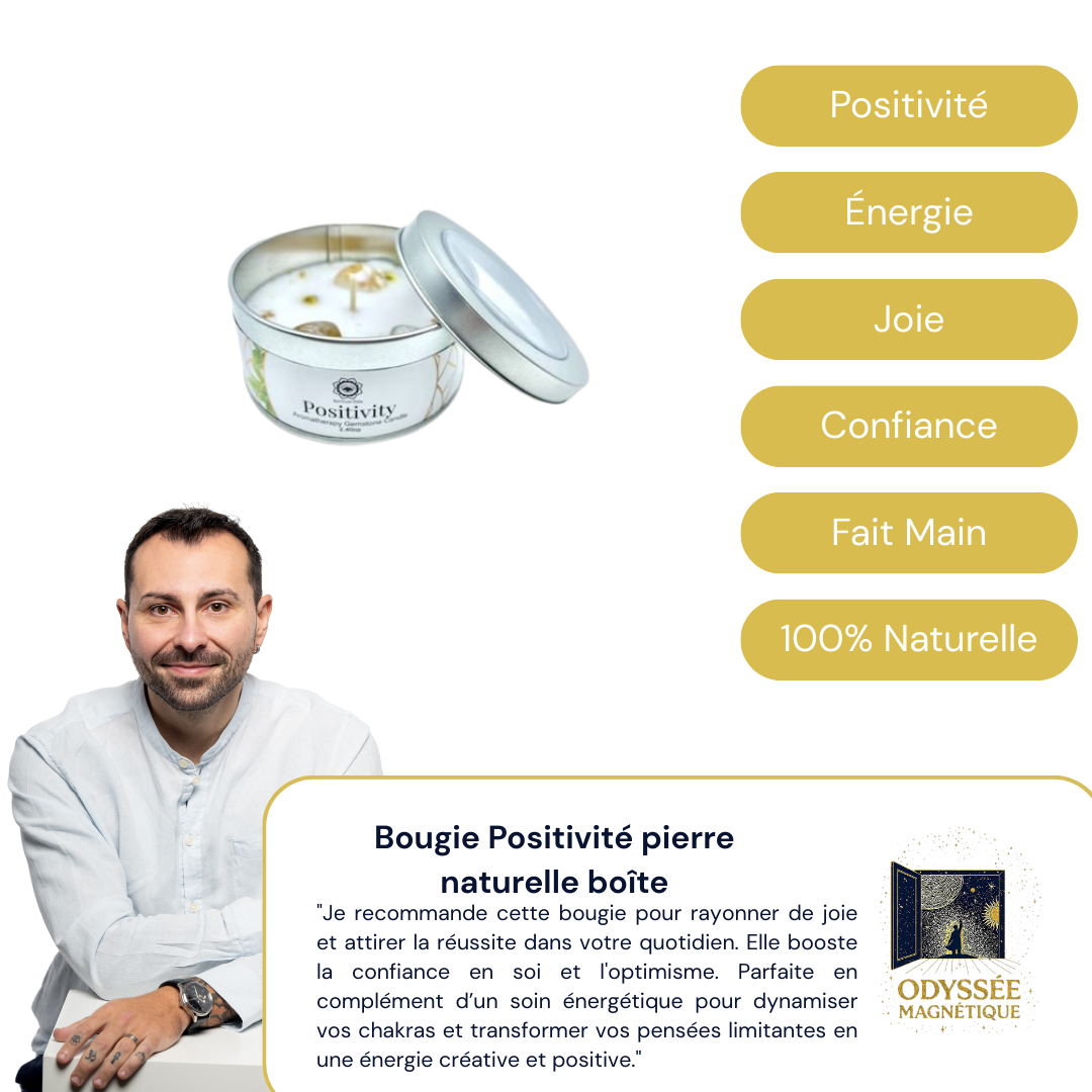 Bougie Positivité pierre naturelle boîte