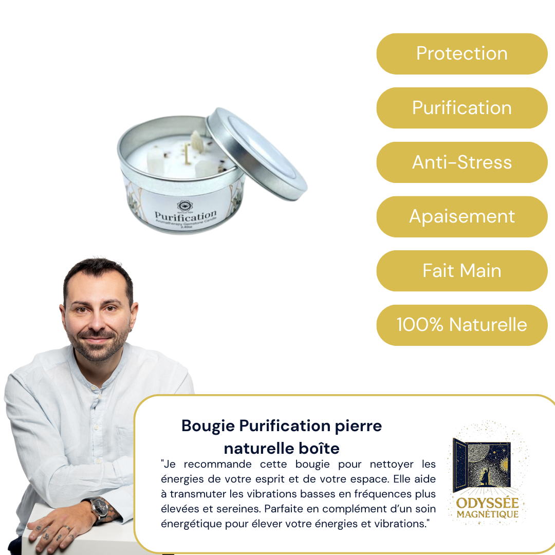 Bougie Purification pierre naturelle boîte