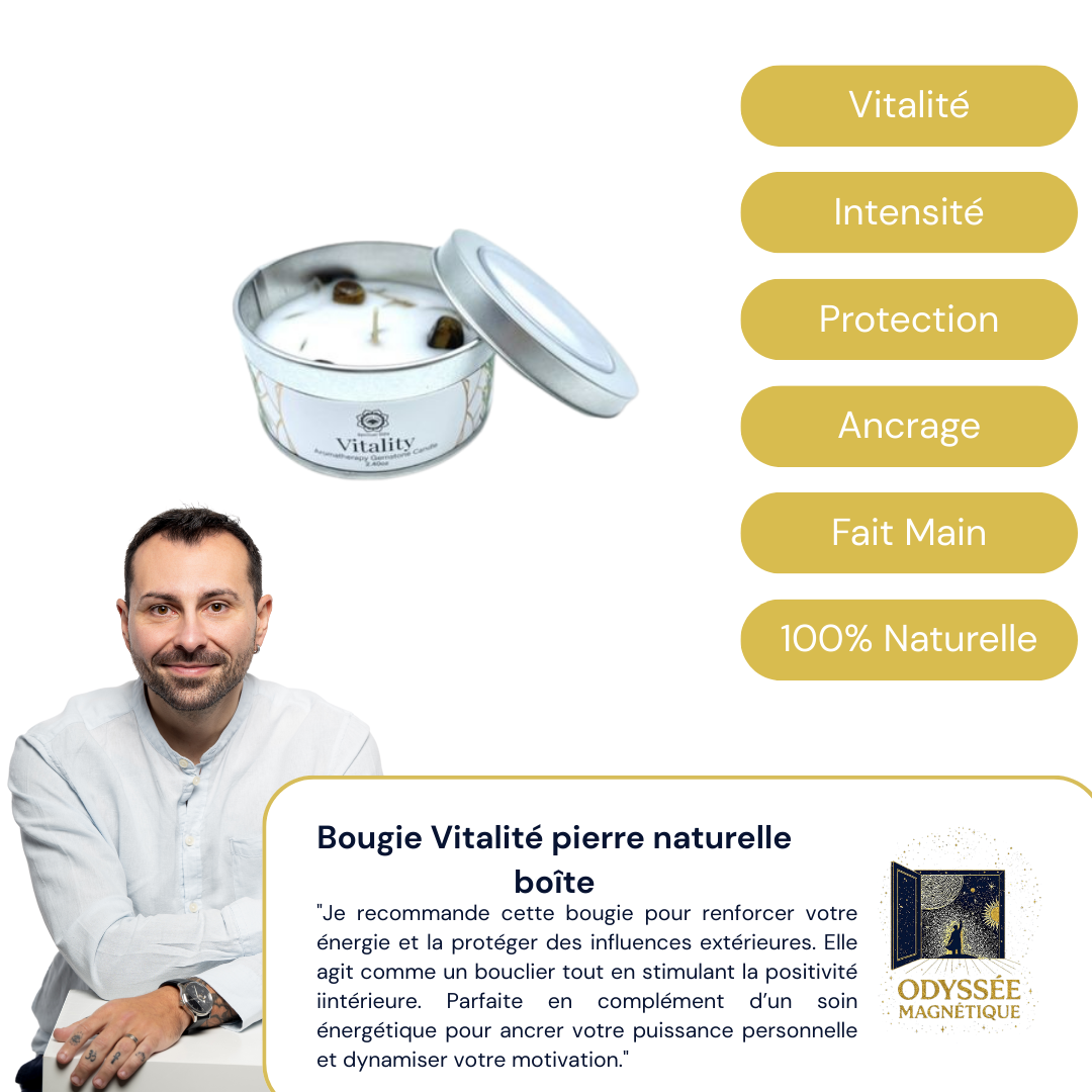 Bougie Vitalité pierre naturelle boîte