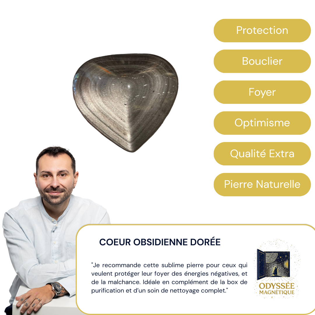 COEUR OBSIDIENNE DORÉE