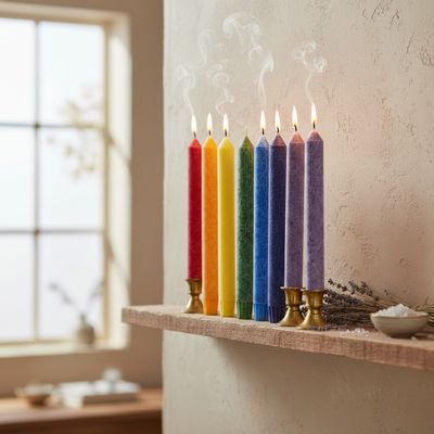 Bougie Cierge 7 chakras Boîte Complète Bougie Cierge 7 chakras Boîte Complète