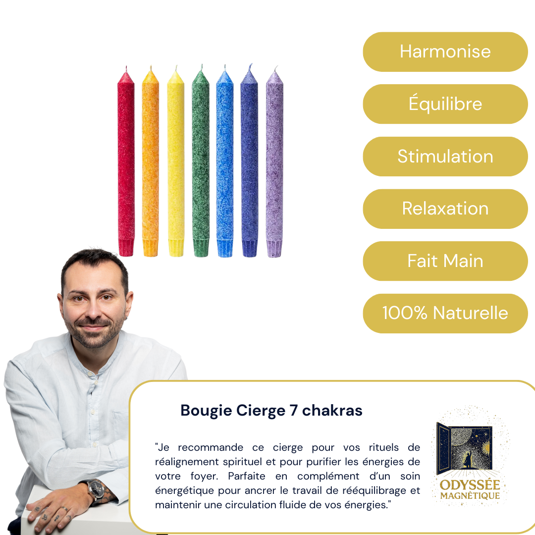 Bougie Cierge 7 chakras Boîte Complète