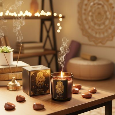 Bougie Bonne Fortune pierre naturelle