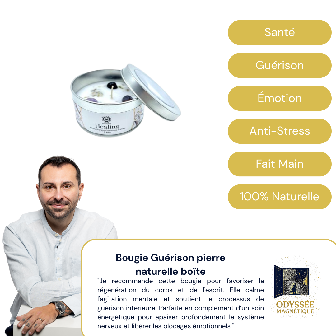 Bougie Guérison pierre naturelle boîte
