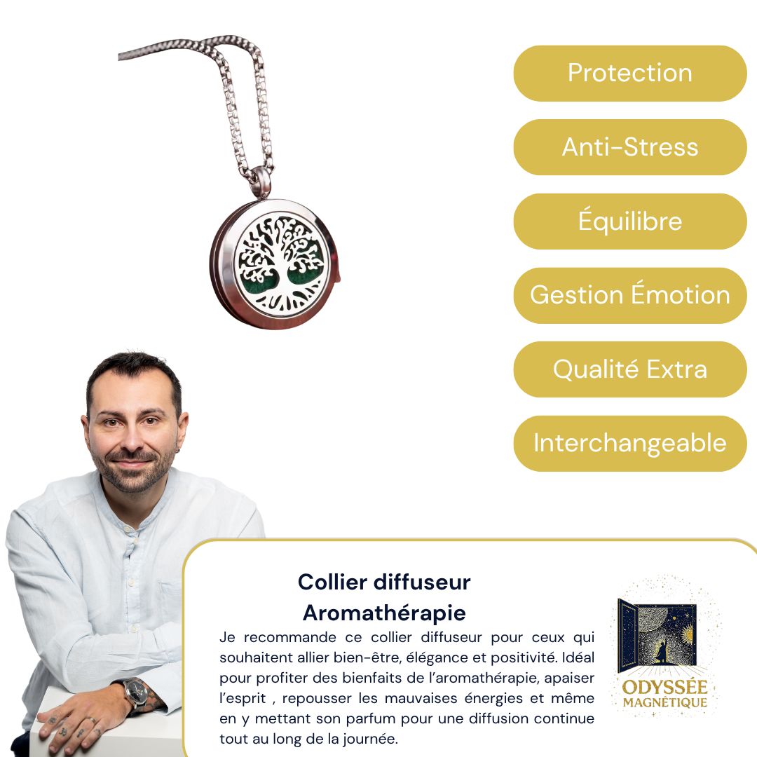 Collier et tampons diffuseur huile essentielle