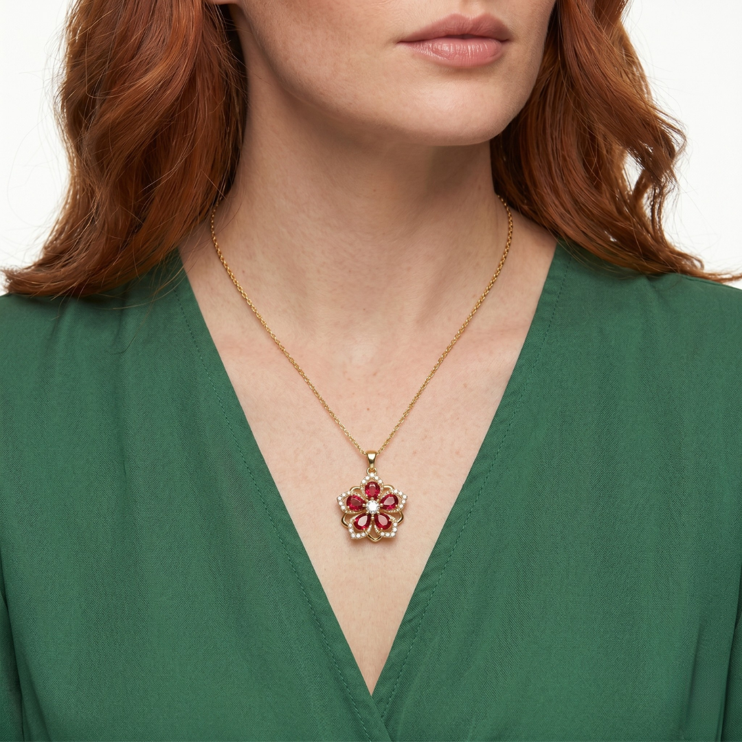 Collier Fleur Cornaline