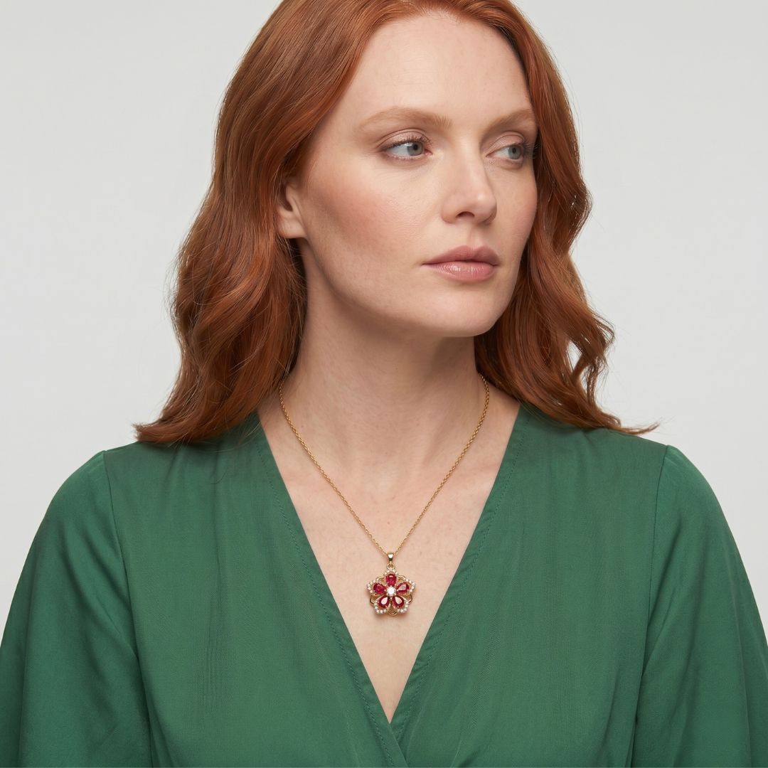 Collier Fleur Cornaline