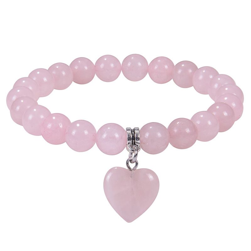 Gourmette Coeur Quartz Rose