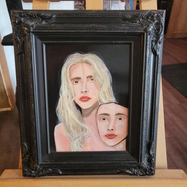 &quot;The Masks We Wear&quot; Original Acrylic Painting on Wood 2019