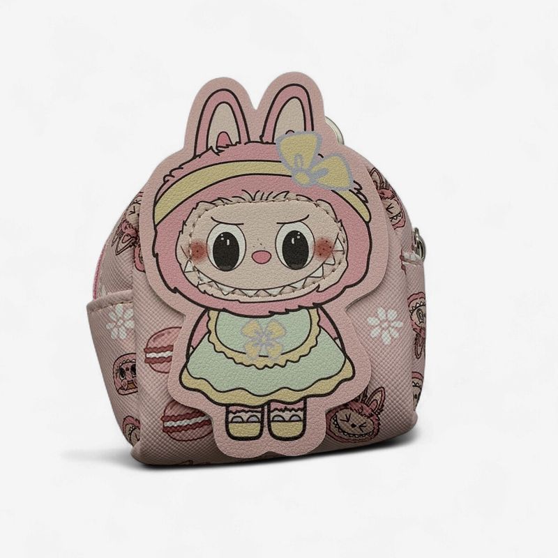Pink Character Mini Backpack Coin Purse / Keychain Bag — Cute Cartoon Face