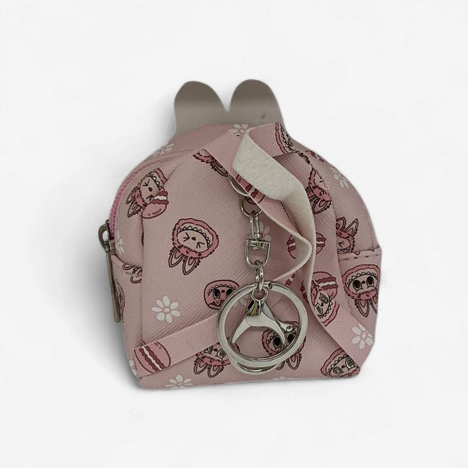 Pink Character Mini Backpack Coin Purse / Keychain Bag — Cute Cartoon Face